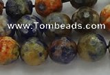 CSO753 15.5 inches 10mm faceted round orange sodalite beads