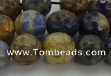 CSO754 15.5 inches 12mm faceted round orange sodalite beads