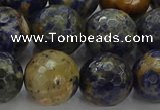 CSO756 15.5 inches 16mm faceted round orange sodalite beads