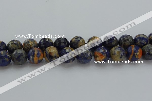 CSO757 15.5 inches 18mm faceted round orange sodalite beads