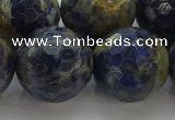 CSO758 15.5 inches 20mm faceted round orange sodalite beads