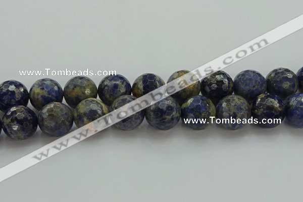 CSO758 15.5 inches 20mm faceted round orange sodalite beads