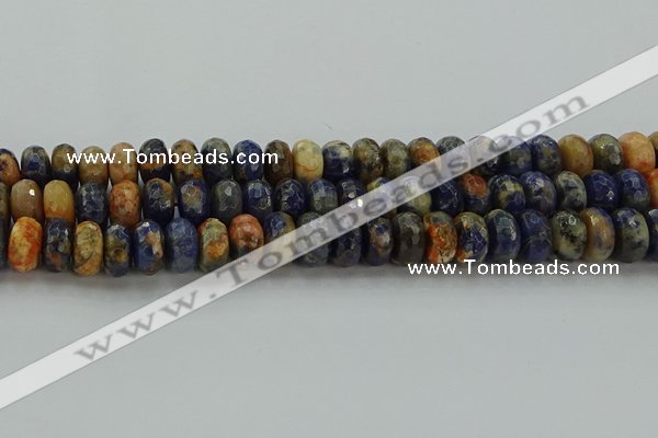 CSO764 15.5 inches 7*12mm faceted rondelle orange sodalite beads