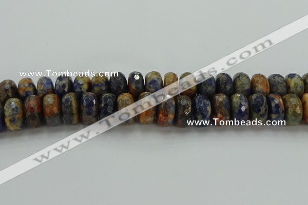 CSO767 15.5 inches 10*18mm faceted rondelle orange sodalite beads