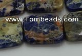 CSO785 15.5 inches 25*25mm faceted square orange sodalite beads