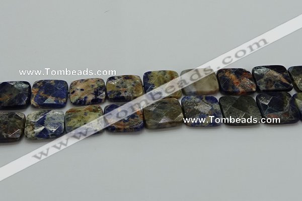 CSO785 15.5 inches 25*25mm faceted square orange sodalite beads