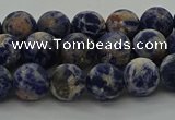 CSO802 15.5 inches 8mm round matte orange sodalite gemstone beads