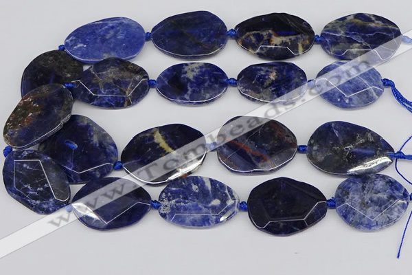 CSO824 15.5 inches 25*35mm - 30*40mm faceted freeform sodalite slab beads