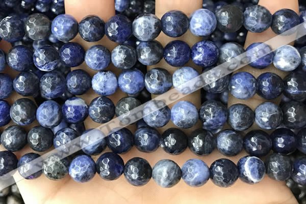 CSO847 15 inches 8mm faceted round sodalite beads wholesale