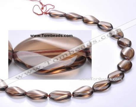 CSQ03 13*18mm twisted oval natural smoky quartz beads Wholesale