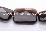 CSQ07 15*20mm faceted rectangle natural smoky quartz beads