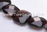 CSQ09 14*14mm faceted square natural smoky quartz bead Wholesale