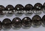 CSQ104 15.5 inches 12mm faceted round grade AA natural smoky quartz beads