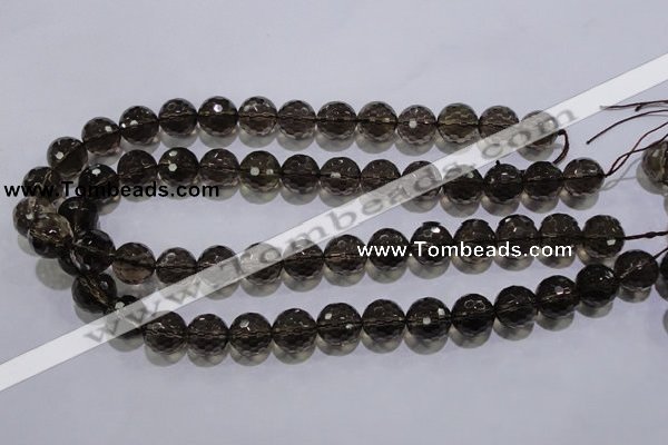 CSQ105 15.5 inches 14mm faceted round grade AA natural smoky quartz beads