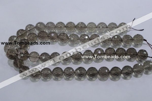 CSQ106 15.5 inches 16mm faceted round grade AA natural smoky quartz beads