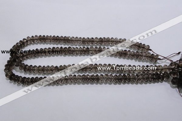 CSQ110 5*10mm faceted rondelle grade AA natural smoky quartz beads