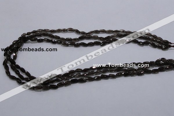 CSQ112 4*7mm faceted rice grade AA natural smoky quartz beads