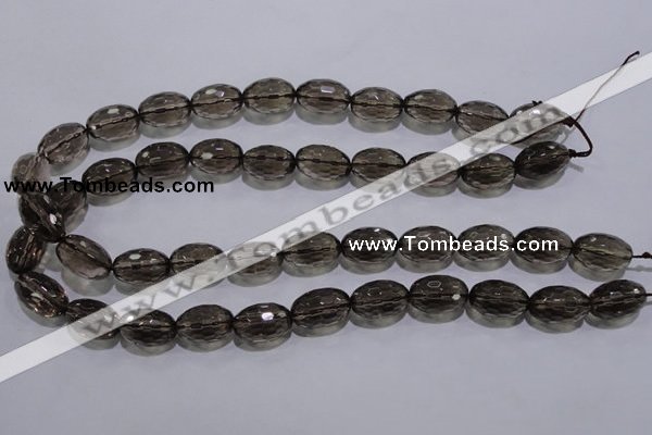 CSQ114 12*18mm faceted rice grade AA natural smoky quartz beads