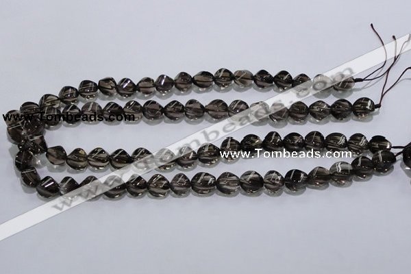 CSQ116 9*12mm twisted rice grade AA natural smoky quartz beads