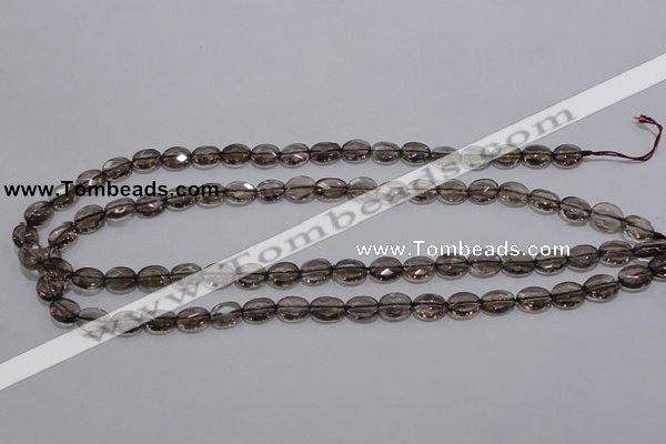 CSQ117 8*10mm facetad oval grade AA natural smoky quartz beads