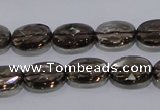 CSQ118 10*14mm facetad oval grade AA natural smoky quartz beads