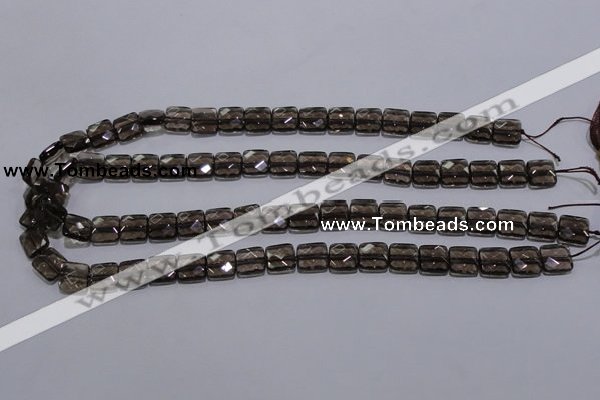 CSQ120 10*10mm facetad square grade AA natural smoky quartz beads