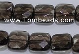 CSQ121 15*15mm facetad square grade AA natural smoky quartz beads