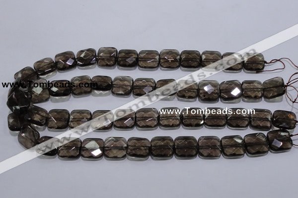 CSQ121 15*15mm facetad square grade AA natural smoky quartz beads