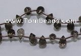 CSQ126 5*7mm top-drilled faceted teardrop grade AA smoky quartz beads