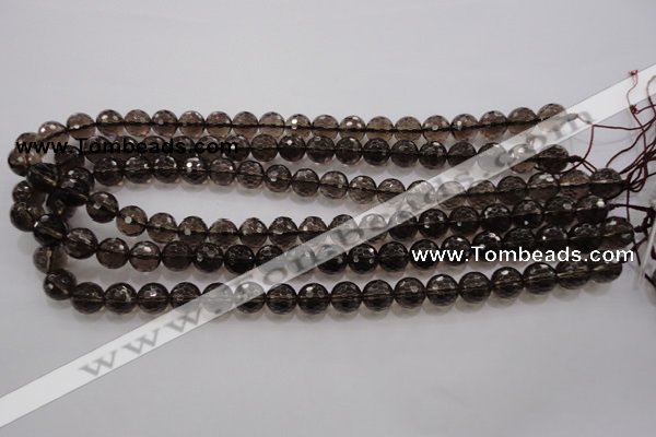 CSQ131 15.5 inches 10mm faceted round grade AA natural smoky quartz beads