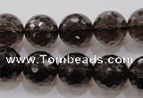 CSQ132 15.5 inches 16mm faceted round grade AA natural smoky quartz beads