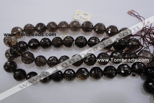 CSQ133 15.5 inches 18mm faceted round grade AA natural smoky quartz beads