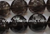 CSQ134 15.5 inches 20mm faceted round grade AA natural smoky quartz beads