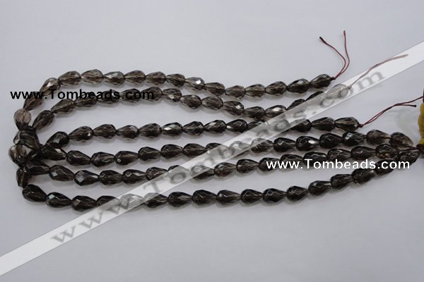 CSQ135 8*12mm faceted teardrop grade AA natural smoky quartz beads