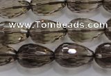 CSQ138 12*18mm faceted teardrop grade AA natural smoky quartz beads