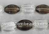 CSQ150 15.5 inches 12*18mm rice white crystal & smoky quartz beads