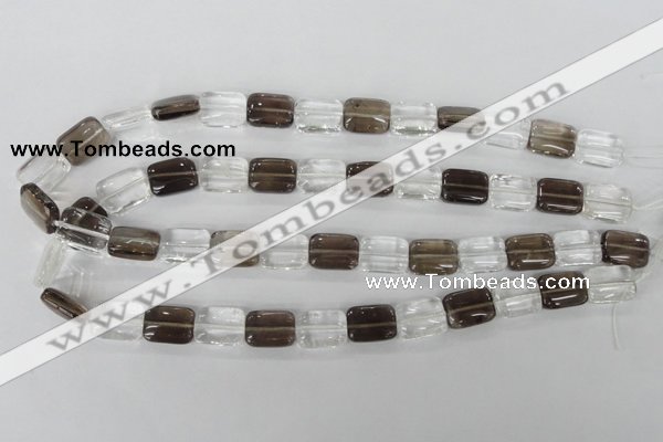 CSQ157 15.5 inches 12*16mm rectangle white crystal & smoky quartz beads