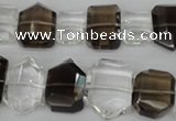 CSQ158 10-14mm*14-20mm nuggets white crystal & smoky quartz beads