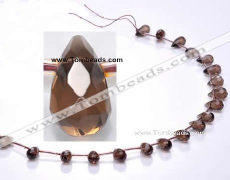 CSQ18 6*10mm faceted teardrop A grade natural smoky quartz beads