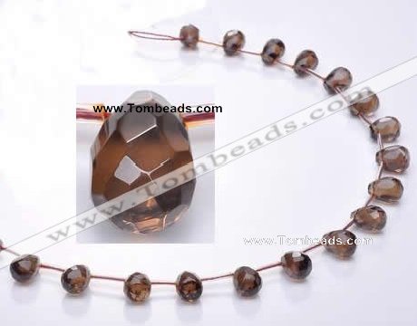 CSQ19 A grade 8*14mm faceted teardrop natural smoky quartz beads