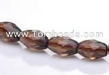 CSQ20 7*10mm faceted rice natural smoky quartz beads wholesale