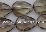 CSQ205 18*25mm faceted flat teardrop grade AA natural smoky quartz beads