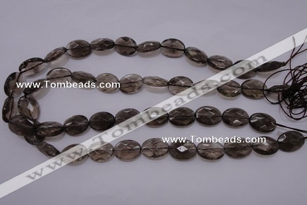 CSQ210 13*18mm faceted oval grade AA natural smoky quartz beads