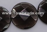 CSQ221 15.5 inches 30mm faceted coin grade AA natural smoky quartz beads