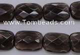 CSQ225 13*18mm faceted rectangle grade AA natural smoky quartz beads