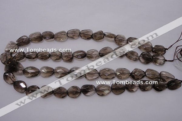 CSQ233 13*16mm faceted freeform grade AA natural smoky quartz beads