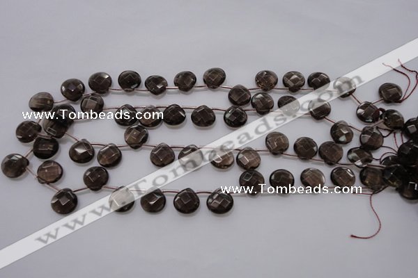 CSQ237 12*12mm faceted briolette grade AA natural smoky quartz beads