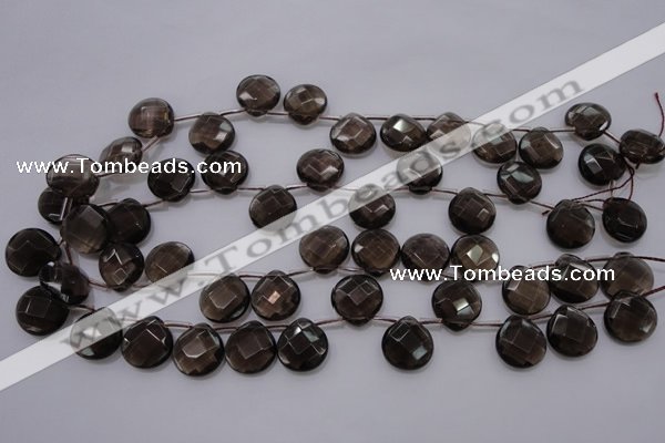 CSQ238 15*15mm faceted briolette grade AA natural smoky quartz beads