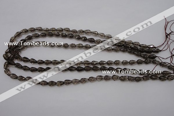 CSQ242 6*10mm faceted teardrop grade AA natural smoky quartz beads