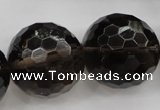 CSQ248 15.5 inches 25mm faceted round grade AA natural smoky quartz beads